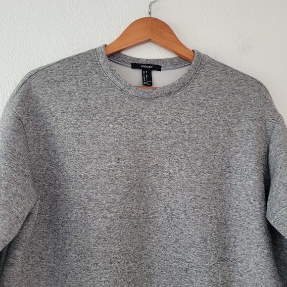 Forever 21 Women's Gray Crewneck Sweatshirt Linen Blend Dress W/ Pockets Size M - Picture 2 of 5